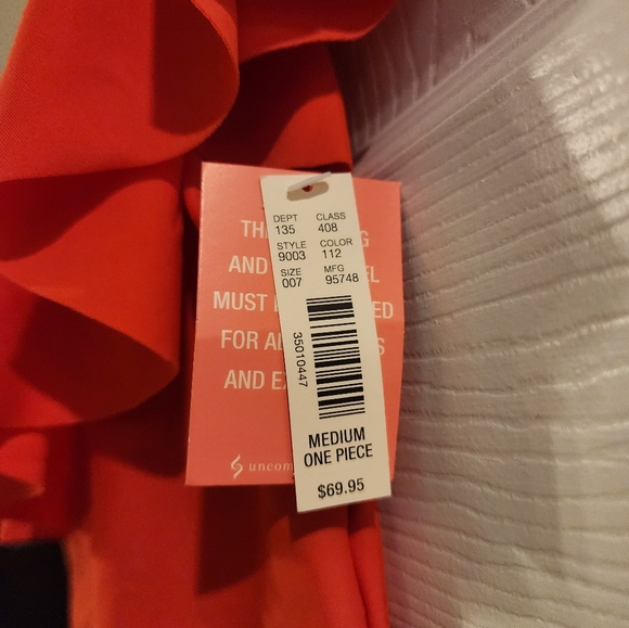 Uncommon Sense Red Ruffle on or off shoulder swimsuit Size M - Picture 8 of 11